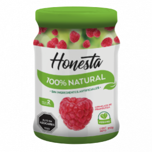 Mermelada frambuesa - caja de 12 frascos - 370g c/u - Honesta