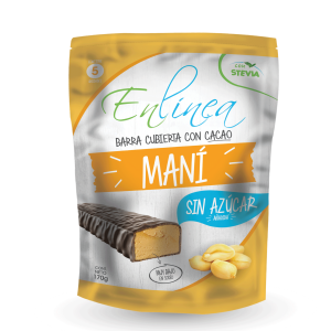 Barra de maní cubierta con cacao – caja de 15 paquetes (5 barras c/u) – En línea
