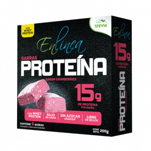 Barra proteína cranberries – caja de 15 paquetes (5 barras c/u) – En línea