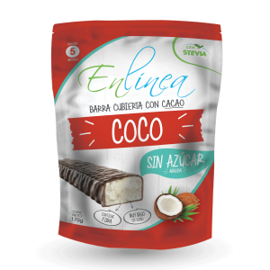 Barra de coco cubierta con cacao – caja de 15 paquetes (5 barras c/u) – En línea
