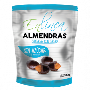 Almendras cubiertas con cacao – caja de 18 paquetes – 100g c/u En línea